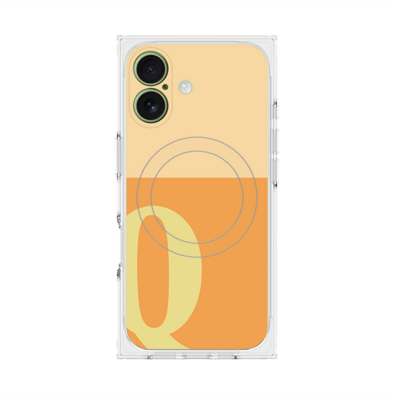 プレミアムスクエアケース with MagSafe［ オリジナル - initial two tone - Q orange ］