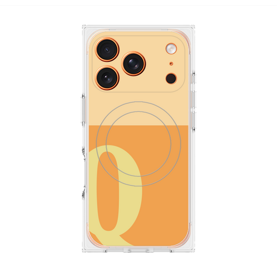 プレミアムスクエアケース with MagSafe［ オリジナル - initial two tone - Q orange ］