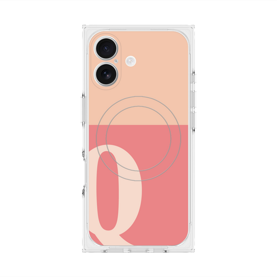 プレミアムスクエアケース with MagSafe［ オリジナル - initial two tone - Q pink ］