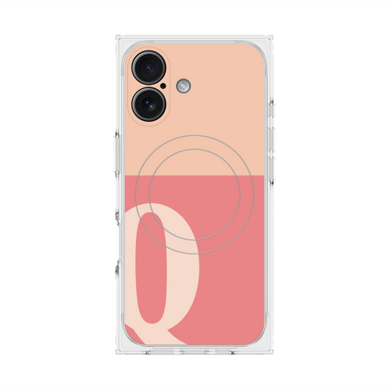 プレミアムスクエアケース with MagSafe［ オリジナル - initial two tone - Q pink ］