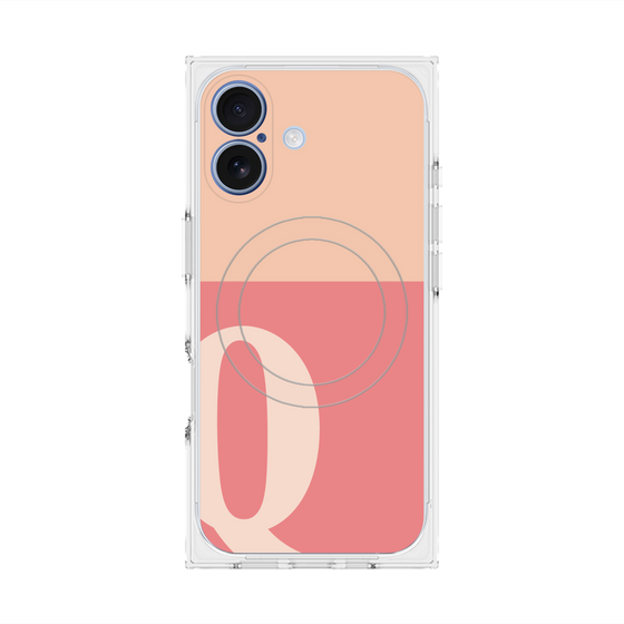 プレミアムスクエアケース with MagSafe［ オリジナル - initial two tone - Q pink ］