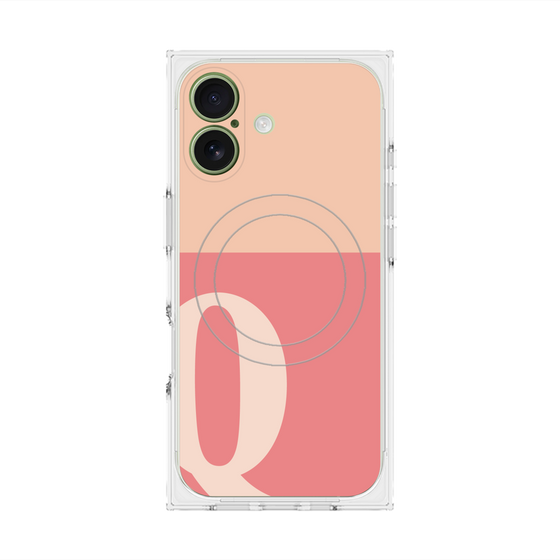 プレミアムスクエアケース with MagSafe［ オリジナル - initial two tone - Q pink ］