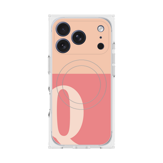 プレミアムスクエアケース with MagSafe［ オリジナル - initial two tone - Q pink ］