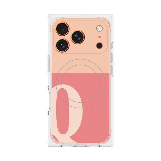 プレミアムスクエアケース with MagSafe［ オリジナル - initial two tone - Q pink ］