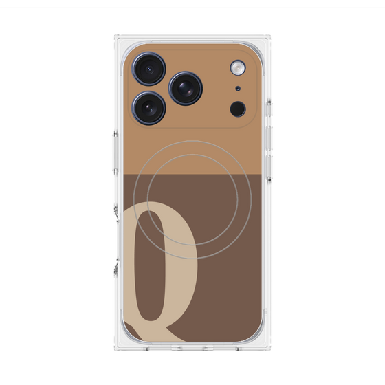 プレミアムスクエアケース with MagSafe［ オリジナル - initial two tone - Q brown ］
