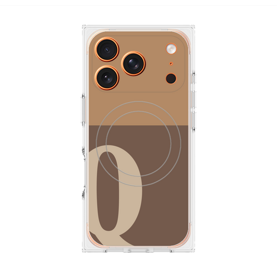 プレミアムスクエアケース with MagSafe［ オリジナル - initial two tone - Q brown ］