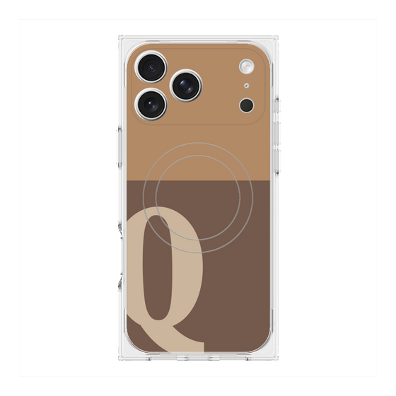 プレミアムスクエアケース with MagSafe［ オリジナル - initial two tone - Q brown ］