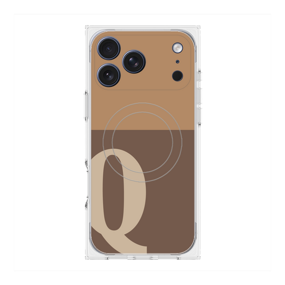 プレミアムスクエアケース with MagSafe［ オリジナル - initial two tone - Q brown ］