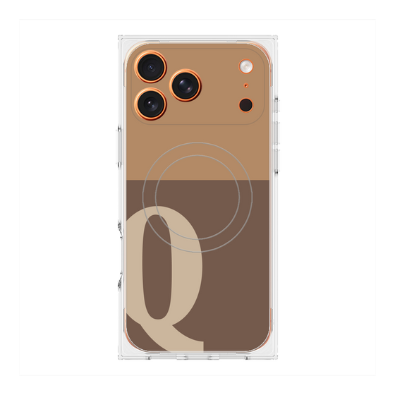 プレミアムスクエアケース with MagSafe［ オリジナル - initial two tone - Q brown ］
