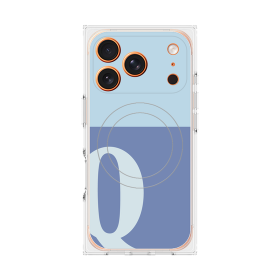 プレミアムスクエアケース with MagSafe［ オリジナル - initial two tone - Q blue ］