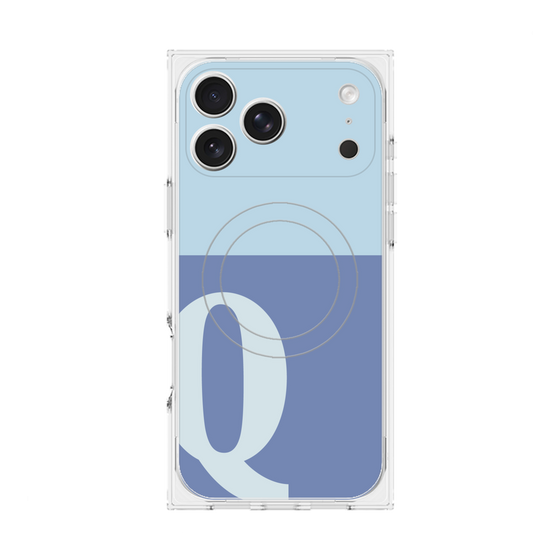 プレミアムスクエアケース with MagSafe［ オリジナル - initial two tone - Q blue ］