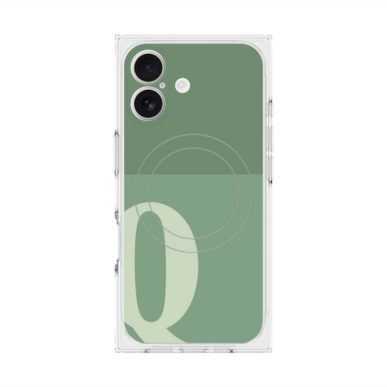プレミアムスクエアケース with MagSafe［ オリジナル - initial two tone - Q green ］