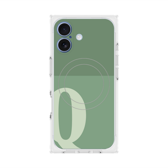 プレミアムスクエアケース with MagSafe［ オリジナル - initial two tone - Q green ］