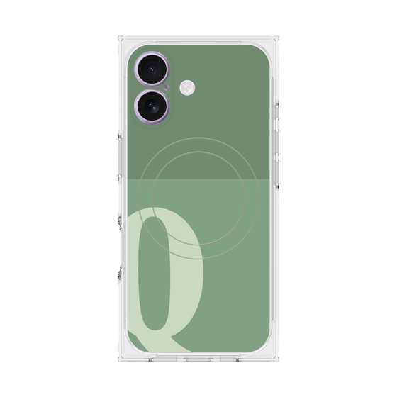 プレミアムスクエアケース with MagSafe［ オリジナル - initial two tone - Q green ］