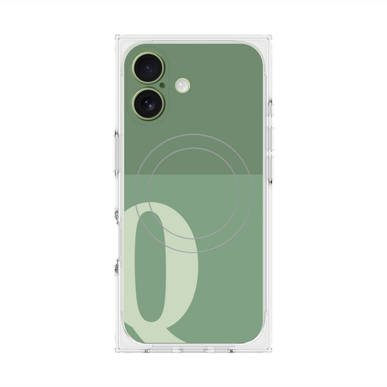 プレミアムスクエアケース with MagSafe［ オリジナル - initial two tone - Q green ］