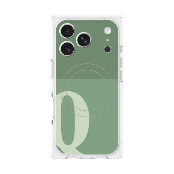 プレミアムスクエアケース with MagSafe［ オリジナル - initial two tone - Q green ］