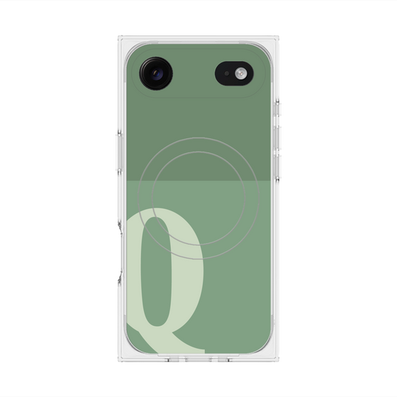 プレミアムスクエアケース with MagSafe［ オリジナル - initial two tone - Q green ］