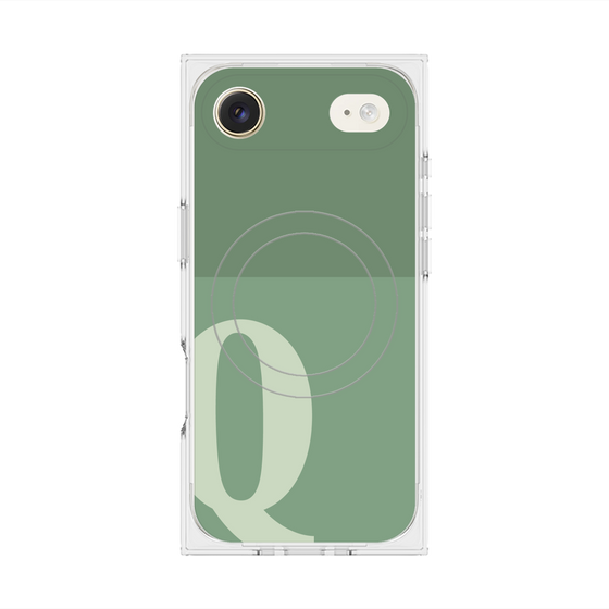 プレミアムスクエアケース with MagSafe［ オリジナル - initial two tone - Q green ］