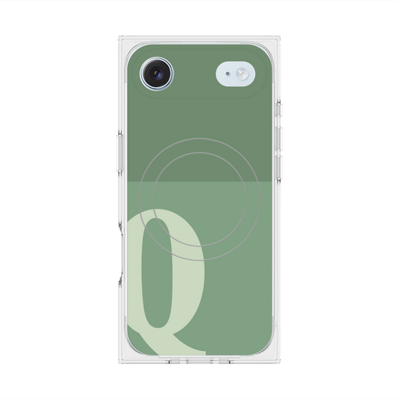 プレミアムスクエアケース with MagSafe［ オリジナル - initial two tone - Q green ］