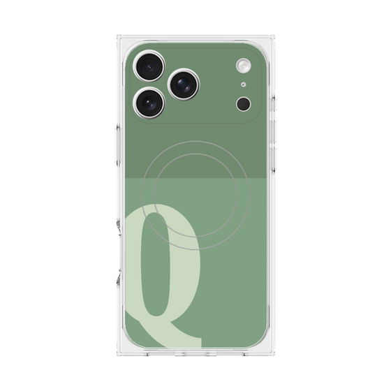 プレミアムスクエアケース with MagSafe［ オリジナル - initial two tone - Q green ］