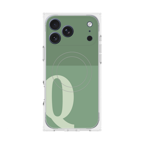 プレミアムスクエアケース with MagSafe［ オリジナル - initial two tone - Q green ］