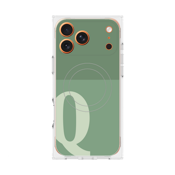 プレミアムスクエアケース with MagSafe［ オリジナル - initial two tone - Q green ］