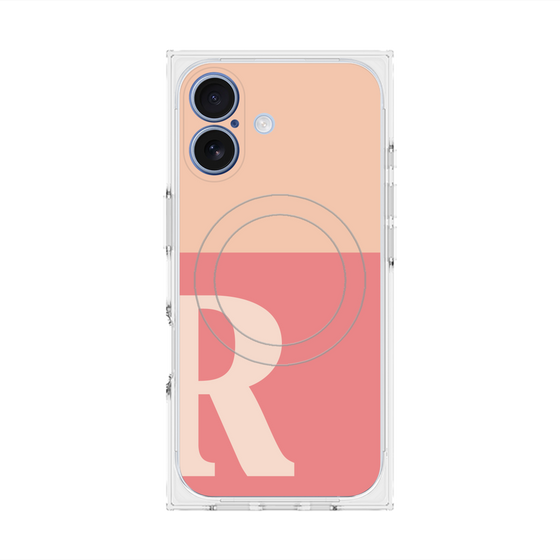 プレミアムスクエアケース with MagSafe［ オリジナル - initial two tone - R pink ］