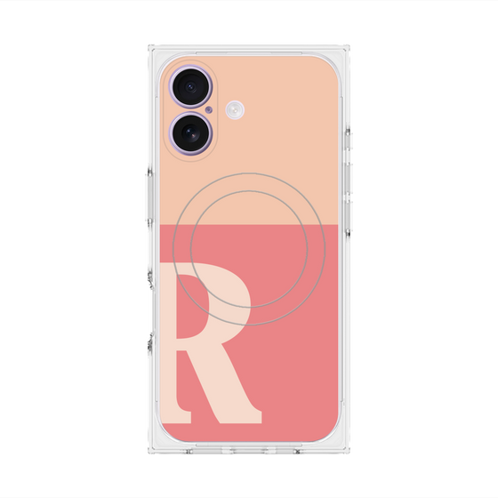 プレミアムスクエアケース with MagSafe［ オリジナル - initial two tone - R pink ］