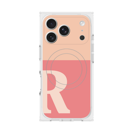 プレミアムスクエアケース with MagSafe［ オリジナル - initial two tone - R pink ］