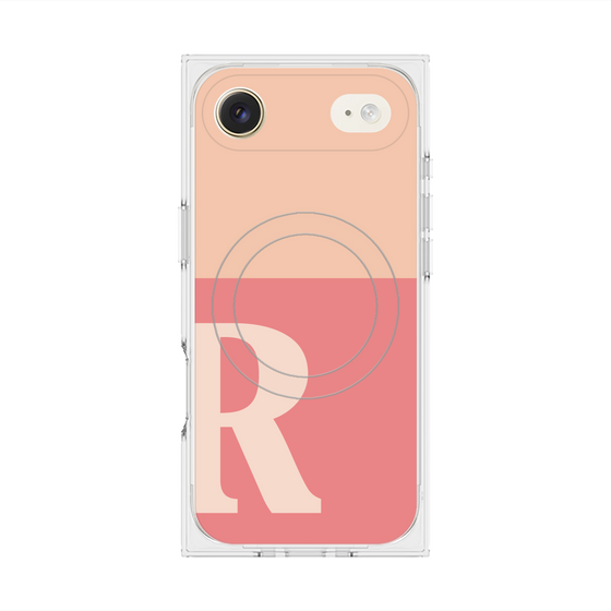 プレミアムスクエアケース with MagSafe［ オリジナル - initial two tone - R pink ］