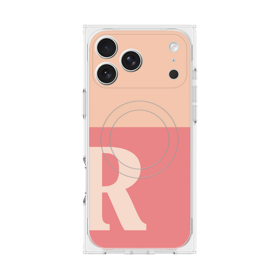 プレミアムスクエアケース with MagSafe［ オリジナル - initial two tone - R pink ］