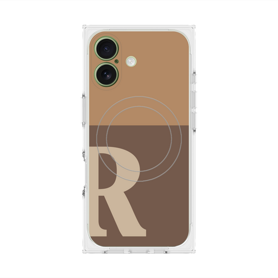 プレミアムスクエアケース with MagSafe［ オリジナル - initial two tone - R brown ］