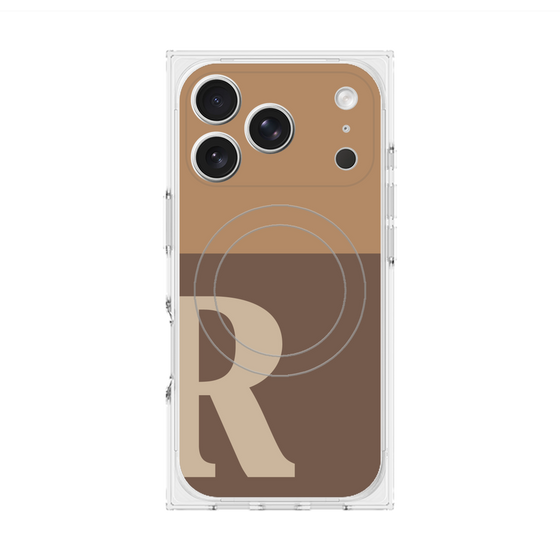 プレミアムスクエアケース with MagSafe［ オリジナル - initial two tone - R brown ］