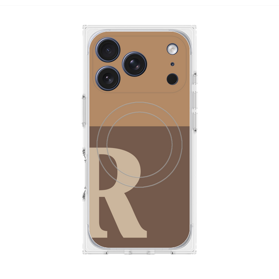 プレミアムスクエアケース with MagSafe［ オリジナル - initial two tone - R brown ］