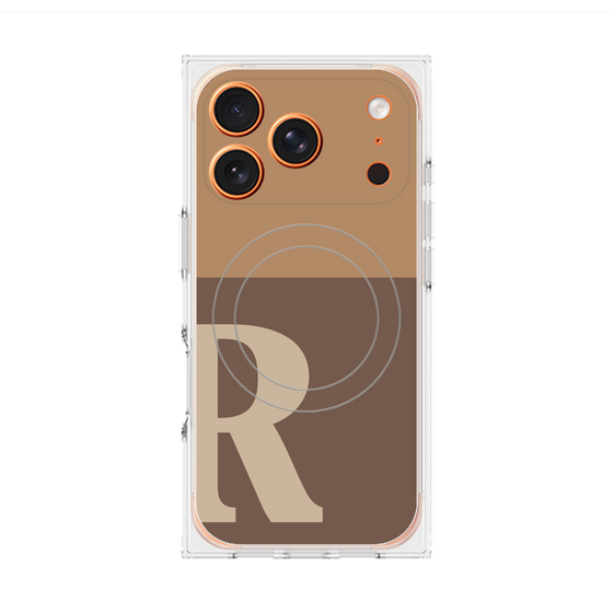 プレミアムスクエアケース with MagSafe［ オリジナル - initial two tone - R brown ］