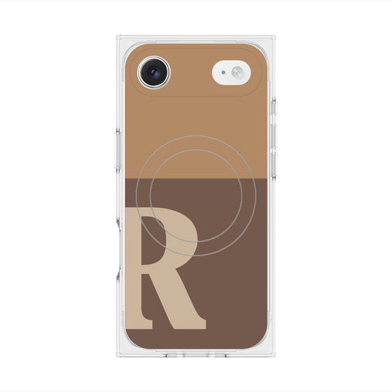 プレミアムスクエアケース with MagSafe［ オリジナル - initial two tone - R brown ］