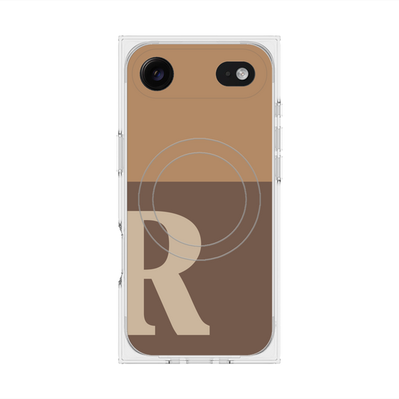 プレミアムスクエアケース with MagSafe［ オリジナル - initial two tone - R brown ］