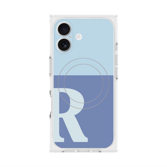 プレミアムスクエアケース with MagSafe［ オリジナル - initial two tone - R blue ］