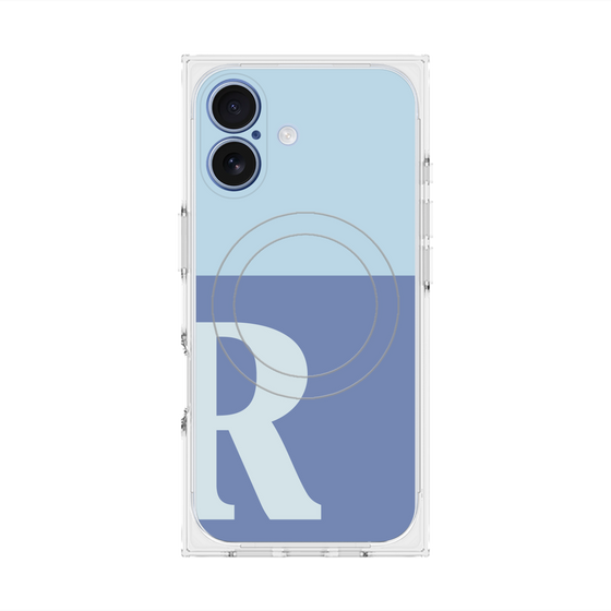 プレミアムスクエアケース with MagSafe［ オリジナル - initial two tone - R blue ］