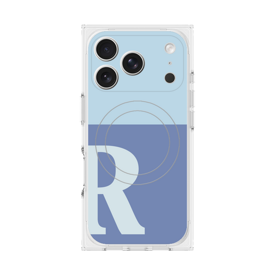プレミアムスクエアケース with MagSafe［ オリジナル - initial two tone - R blue ］