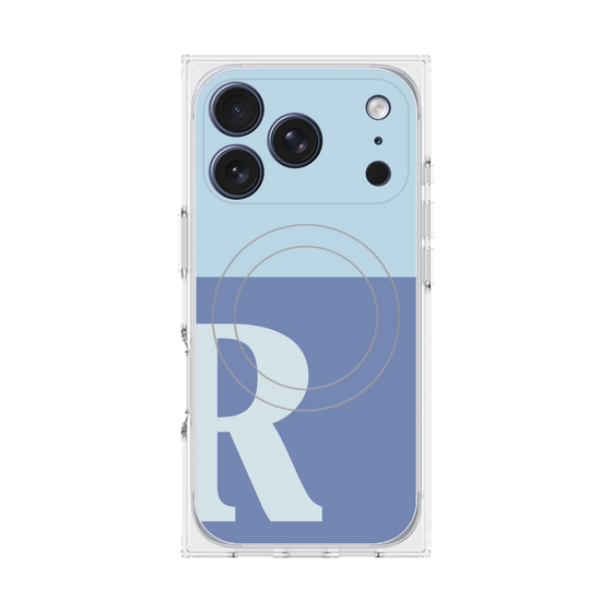 プレミアムスクエアケース with MagSafe［ オリジナル - initial two tone - R blue ］