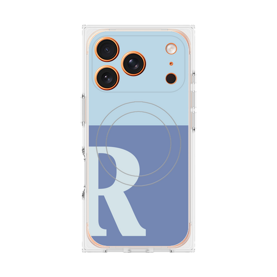 プレミアムスクエアケース with MagSafe［ オリジナル - initial two tone - R blue ］