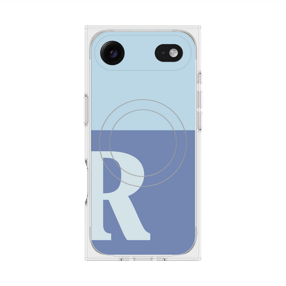プレミアムスクエアケース with MagSafe［ オリジナル - initial two tone - R blue ］