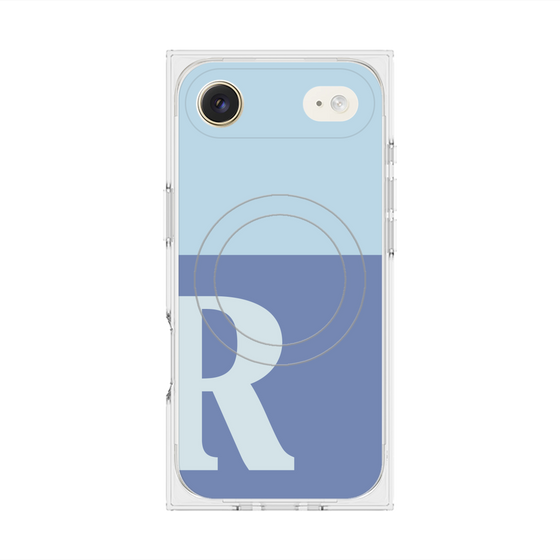 プレミアムスクエアケース with MagSafe［ オリジナル - initial two tone - R blue ］
