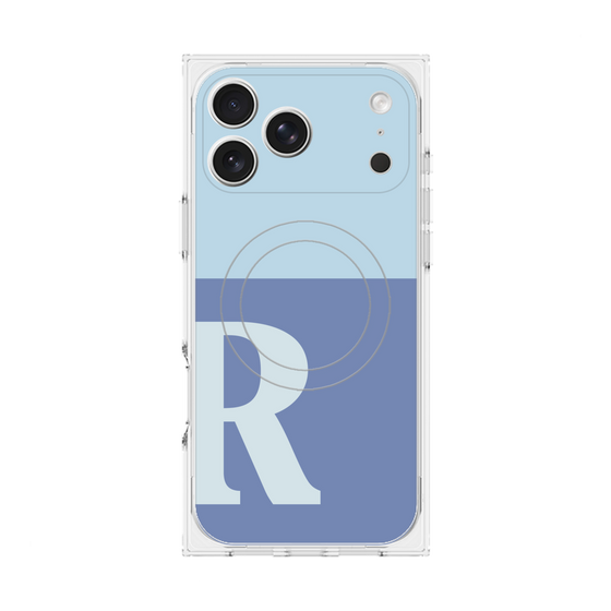 プレミアムスクエアケース with MagSafe［ オリジナル - initial two tone - R blue ］