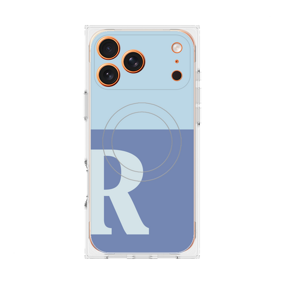 プレミアムスクエアケース with MagSafe［ オリジナル - initial two tone - R blue ］