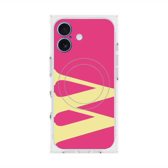 プレミアムスクエアケース with MagSafe［ オリジナル - initial color - W pink ］