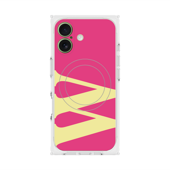 プレミアムスクエアケース with MagSafe［ オリジナル - initial color - W pink ］