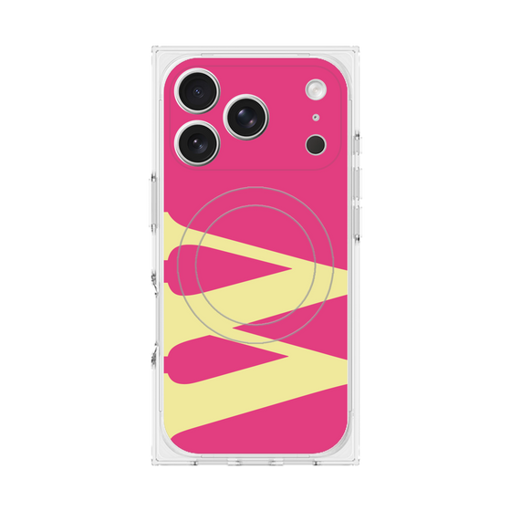プレミアムスクエアケース with MagSafe［ オリジナル - initial color - W pink ］