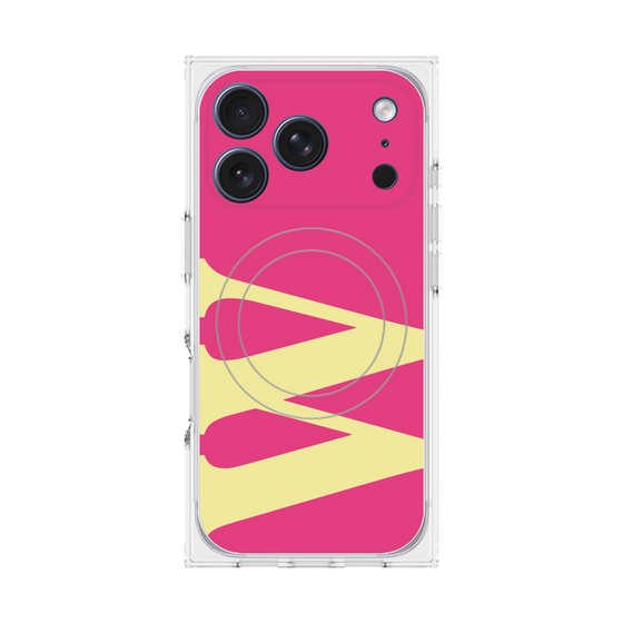 プレミアムスクエアケース with MagSafe［ オリジナル - initial color - W pink ］